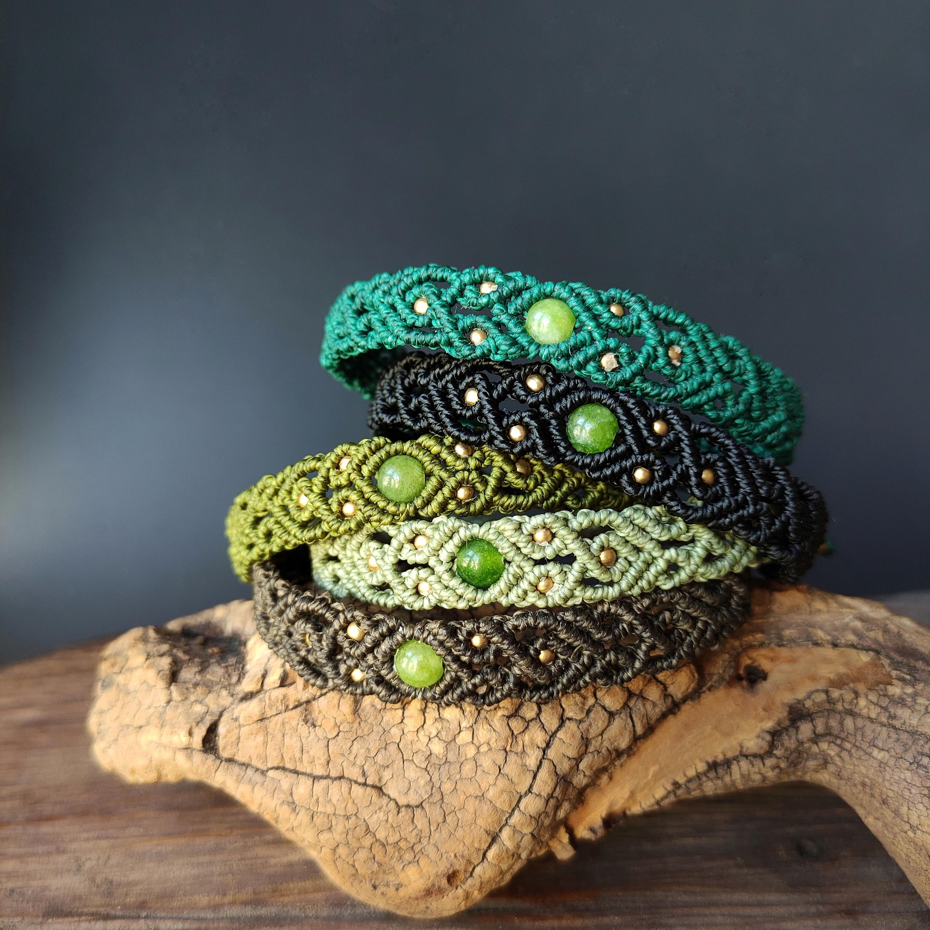 Macrame Friendship Bracelet: Handwoven Peridot Bracelet, Crystal