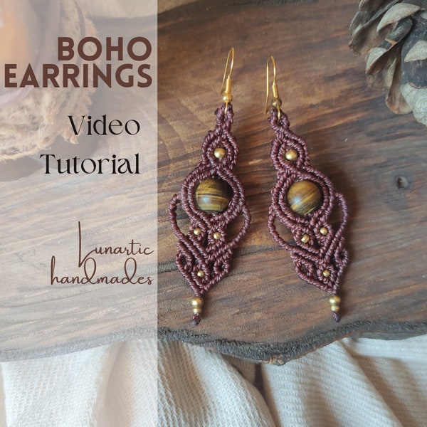 Micromacrame earrings video tutorial DIY earrings Macrame earrings pattern