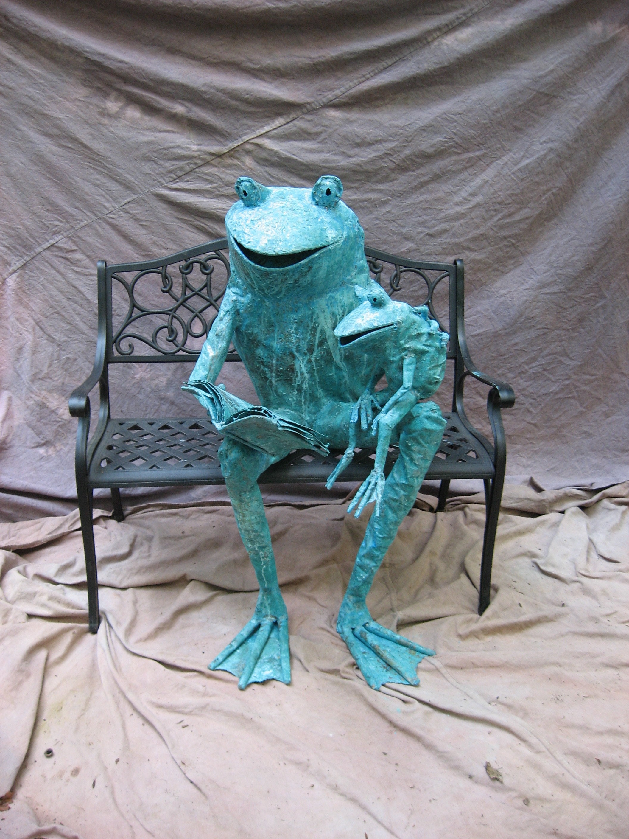 Problem Child Frog Human Sized Parent and Child Copper Frogs Reading a Book - Etsy