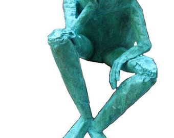 Thinker frog, copper, bronze and steel