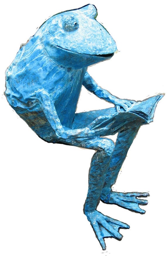 Adult HumanSized Reading Frog Sculpture in Copper and Bronze Etsy