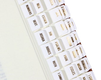 Mini Sunday - Bible Tabs - Gold Foil -  Old & New Testament - Catholic - Apocrypha Tabs - Bible Journaling - Self-Adhesive - Laminated