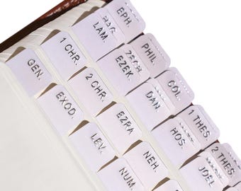 Mini Elemental - Embossed Silver Foil Bible Tabs - Standard & Catholic/Apocrypha Tabs - Bible Journaling - Self-Adhesive - Laminated