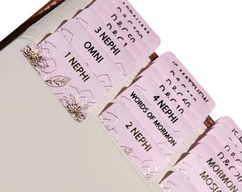 Book Of Mormon Tabs - Golden Flowers - Gold Foiled Tabs - Doctrine & Covenants - Pearl of Great Price