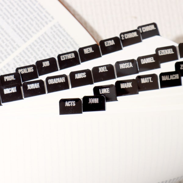 Mini Glorious - Silver Foil Bible Tabs - Including Catholic & Apocrypha Tabs - Bible Journaling - Bible Accessories - Laminated