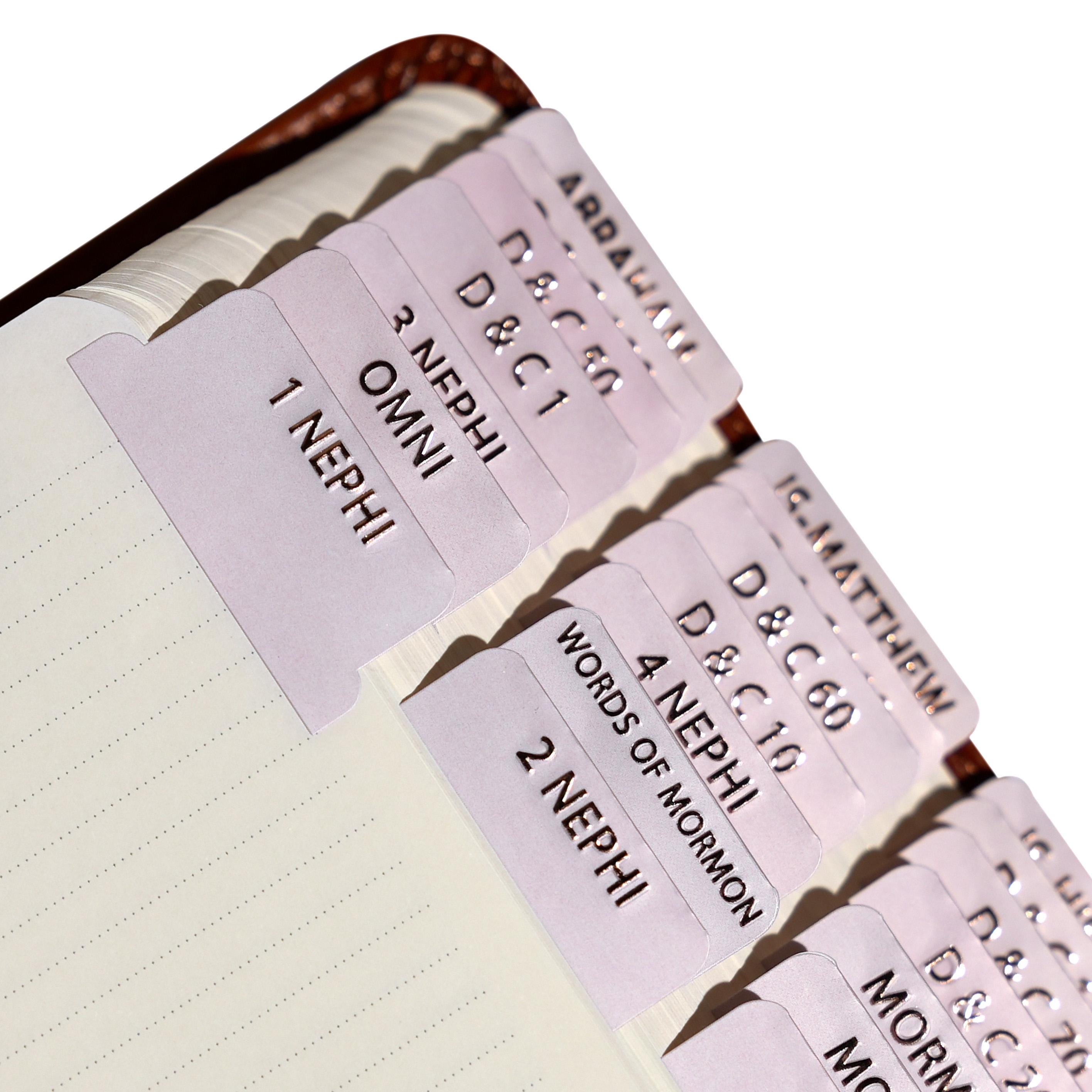Book Of Mormon Tabs - Whimsical - Embossed Rose Gold Foiled Tabs - Doctrine & Covenants - Pearl of Great Price