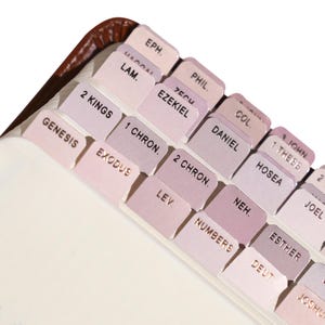 Mini erhöht - Roségoldfolie Bibel-Tabs - Standard- & Katholische/Apocrypha-Tabs - Bibel-Journaling - selbstklebend - laminiert