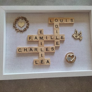 Cadre Photo Scrabble Personnalisé - Letterart Fait Main - Thème Famille