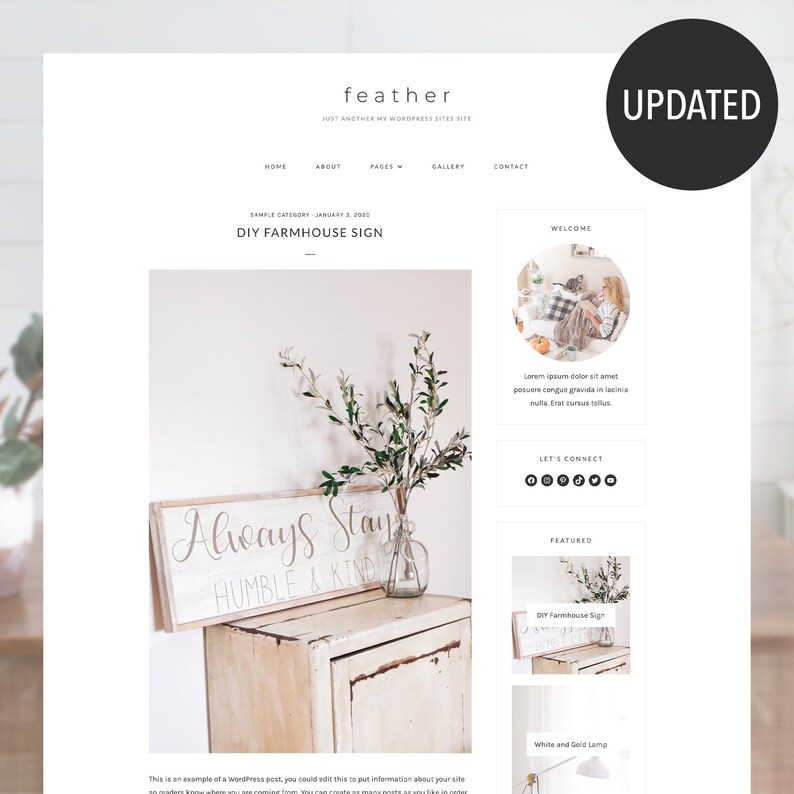 Updated* Feather | Minimalist Responsive WordPress theme for blogs 