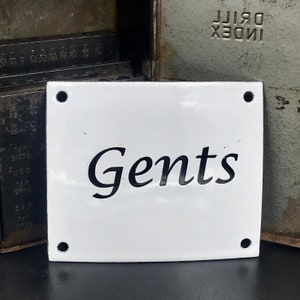 Vintage Enamel &quot;GENTS&quot; Restroom Sign - British Decor