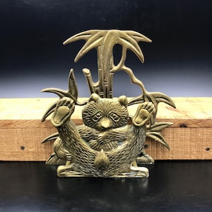 Vintage Brass Panda & Bamboo Napkin/Letter Holder