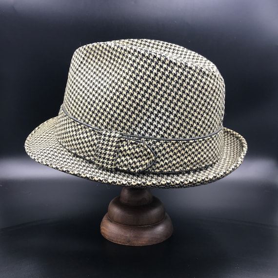 Vintage 1960s DOBBS Black & White Check Tweed Mens