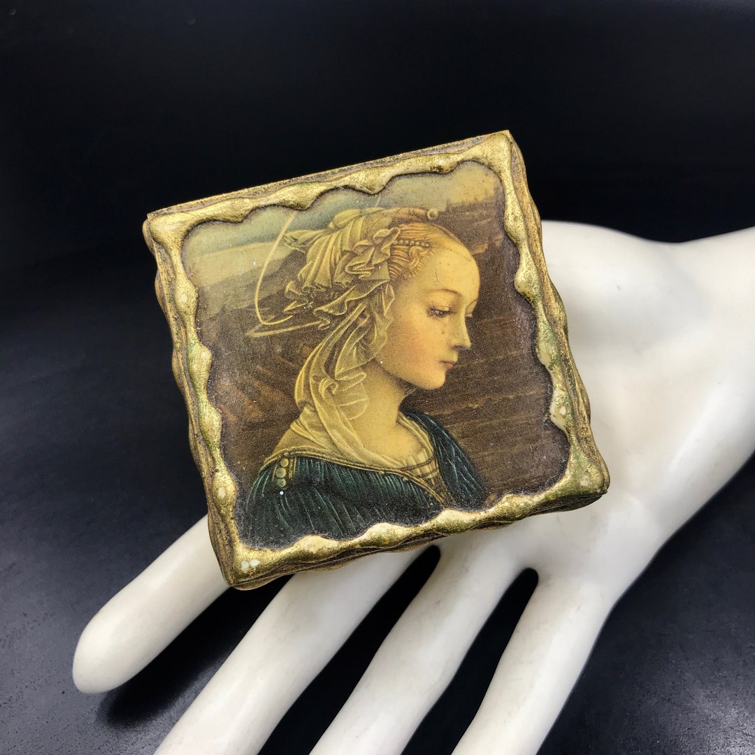 VERY SMALL VTG Italian Florentine Gilded Wood Box With Madonna by ...