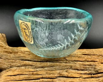 Priscilla Manning Porter Blue Art Glass Bowl, Plumb Hill Studio (3" W x 1.75" H)
