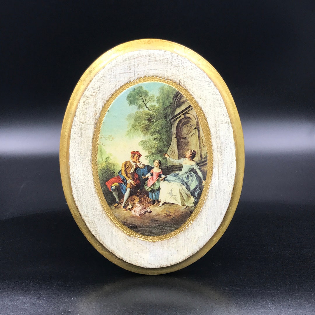 Vintage Florentine Italy Wall Plaque: Gilded Wood Oval Decor - Etsy