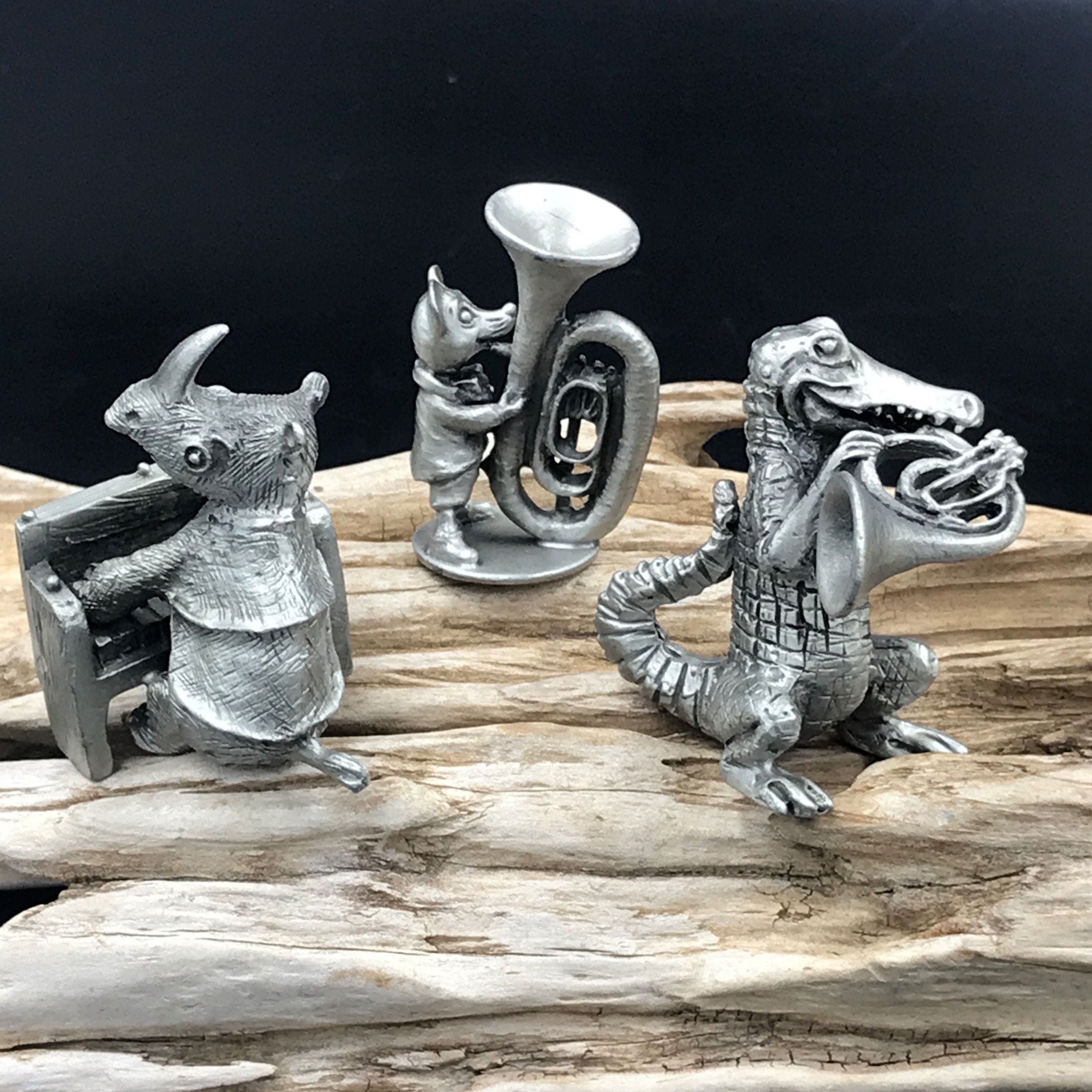 3 VTG Hudson Pewter Animal Orchestra Figurines Hudson Pewter Etsy