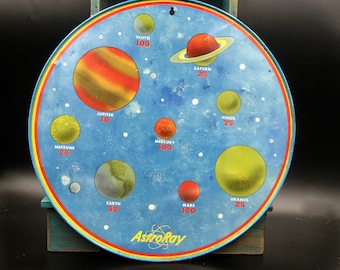 Vintage 1960s Astro Ray Metal Game Board: Mid Century Solar System Wall Decor