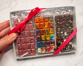 custom chocolate bar gift box | pick 3 bars | build your own set | chocolate gift set | vegan chocolate
