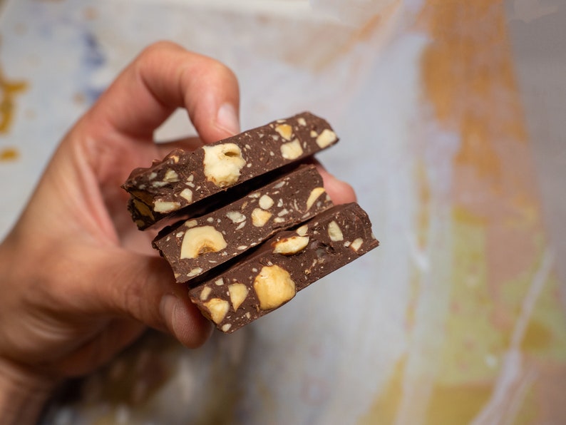 hazelnut bark chocolate bean to bar chocolate made with cocoa from dominican republic vegan chocolate image 2