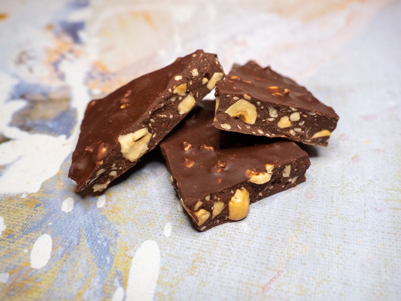 hazelnut bark chocolate bean to bar chocolate made with cocoa from dominican republic vegan chocolate image 1