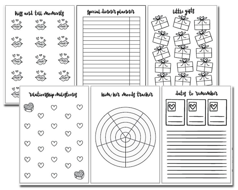 Couples Love Journal Trackers Bundle Printable Inserts | Etsy