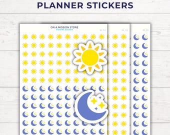 Day Night Planner Stickers Sun Moon Icons Minimal Functional Planner Stickers Sleep Routine Bullet Journal Hobonichi Weeks