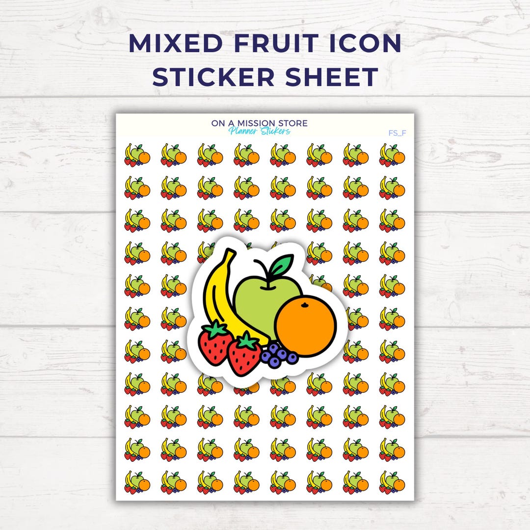 Fruit Icon Sticker Sheet | Healthy Eating Planning Stickers - Etsy