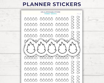 Feuer Flamme Sticker: Buchbewertung, Schmerztagebuch, Planner Sticker