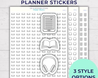 Minimalist Reading Planner Stickers: Book, E-Reader, Audiobook
