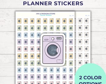 Pegatinas planificadoras con iconos de lavadora / Hoja funcional para tareas domésticas del día de la colada
