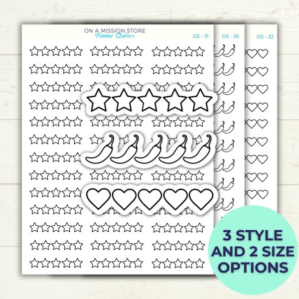 Five Star Rating Planner Stickers, Heart Rating Stickers, Book Journal, Book Rating, Planner Stickers, Spicy Book Rating Stickers, Book club