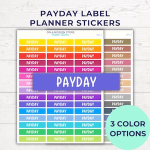 Payday-stickers, geldstickers, budgetplanner, financiële stickers, werkstickers, dagelijkse stickers, herinneringssticker, kalendersticker