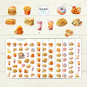 Fast Food Aufkleber, Comfort Food, Street Food, Sushi, mexikanisches Essen, Burger und Pommes Frites, Hot Dog, Donut Aufkleber, ästhetisch, Feinschmecker Geschenk