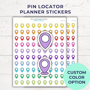 Pegatinas para planificador con localizador de pines: marcadores de viaje y ubicación (colores arcoíris o personalizados)