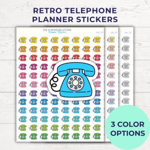 Naklejki na telefon, Telefon retro, Do dzwonienia, Planer pracy, Praca z domu, Funkcjonalne codzienne naklejki, Naklejki przypominające kalendarz, Dziennik