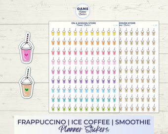 Ice Coffee Stickers, Frappuccino Stickers, Smoothie Stickers, Ice Tea Stickers, Cute Planner Stickers, Functional Planner Stickers