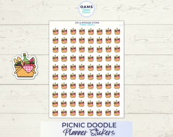 Picnic Planner Stickers, Cute Planner Stickers, Doodle Planner Stickers, Picnic Basket Stickers, Functional Planner Stickers