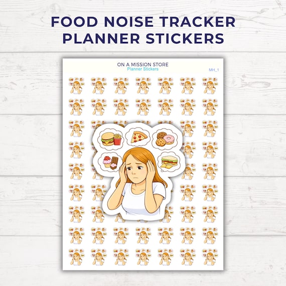 Food Noise Sticker, Cravings Tracker, Mental Hunger & Emotional Eating Awareness, Weight Loss Planner