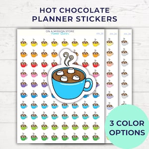 Stickers chocolat chaud, Cacao chaud, Stickers automne douillets, Noël, Boisson chaude, Soins personnels, Stickers agenda