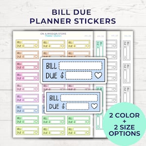 Stickervel Bill Due Planner, financiële stickers, verwijderbare stickers
