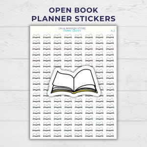 Offenes Buch Aufkleber, Buch Aufkleber, Lese Aufkleber, Fenster Aufkleber, Funktionale Planer Aufkleber, Aufkleber Bogen