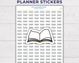 Open Book Planner Stickers: Reading & Study Icons