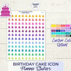 Birthday Cake Icon Stickers, Birthday Cake Stickers, Birthday Stickers, Event Stickers, Functional Stickers