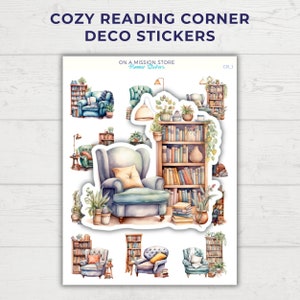Stickers de lecture, Stickers déco livresques, rat de bibliothèque, club de lecture, livre esthétique, coin lecture, coin lecture, ambiance cosy, cadeau pour les amateurs de lecture