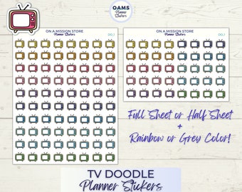 TV Doodle Stickers, TV Stickers, Television Stickers, Icon Stickers, Event Stickers, Functional Stickers