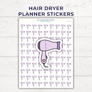 Pegatinas para secador de pelo, lavado de cabello, cuidado del cabello, cita con el peluquero, pegatinas para el cuidado personal, hojas de pegatinas para el planificador