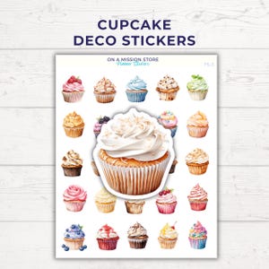 Feuille d'autocollants pour petits gâteaux, Stickers pour desserts, Stickers pour gâteaux, pâtisserie, Boulangerie, Cadeau pour amateur de gastronomie, Sticker déco