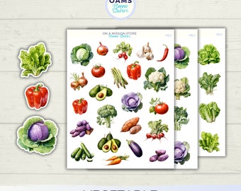 Vegetable Stickers, Vegan Stickers, Healthy Food Stickers, Kale Stickers, Broccoli Stickers, Veggie Stickers, Raw Food Stickers