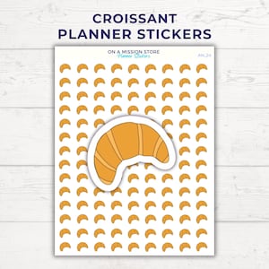 Stickers Croissant, Frans ontbijt, Bakkerijstickers, Frans eten, Gebak, Stickervel planner