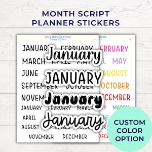 Maandstickers: planner- en dagboeklabels - zwart, regenboog, aangepast